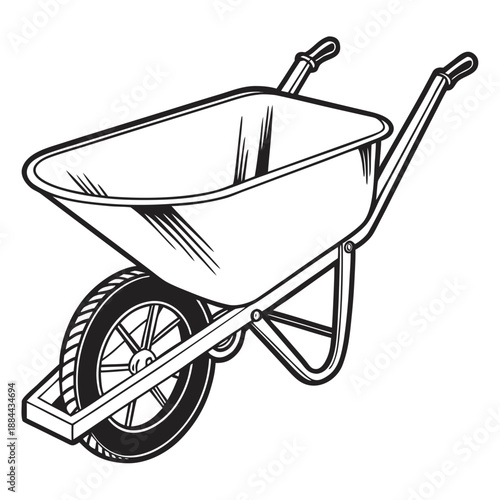 Construction Wheelbarrow Isolated on White Background Vector Art