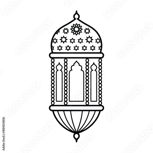 Ornate hanging lantern isolated on white background, Vector, illustration