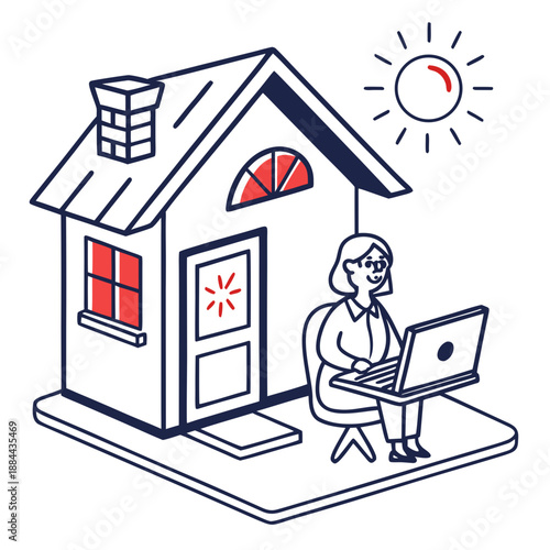 Remote Work Status Online Icon - Outline Vector