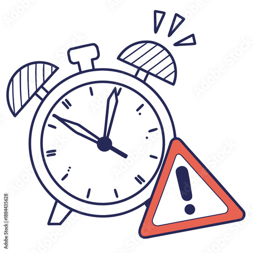 Session Expired Warning Icon, White Outline, Vector