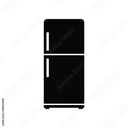 Black double door refrigerator isolated on white background, Vector, illustration