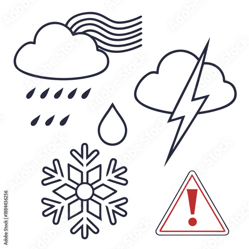 Weather Alert Notification Icons - Outline Vector