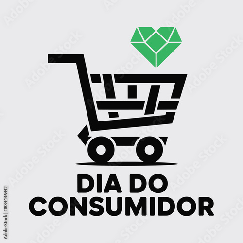 Celebrate consumer day with a shopping cart isolated on white background, Vector, illustration