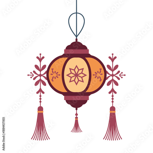 Decorative hanging lantern isolated on white background, Vector, illustration