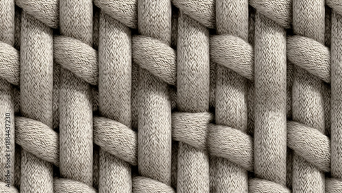 Close-up view of a woven rope texture with thick, twisted strands.