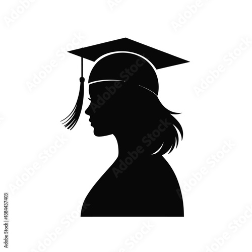 Silhouette of a graduate isolated on white background, Vector, illustration