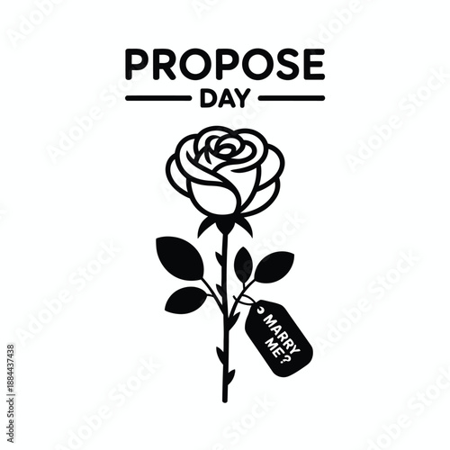 Propose day rose isolated on white background, Vector, illustration