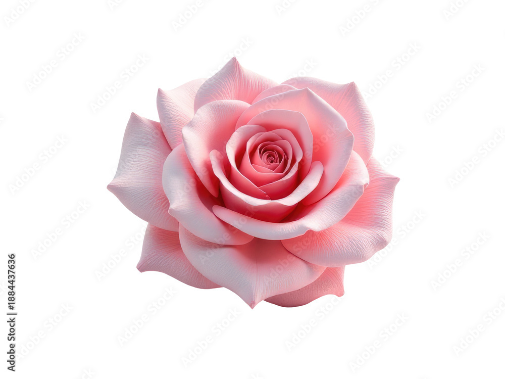 Obraz premium A close-up view of a single pink rose on a white background