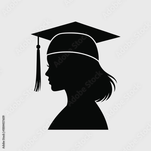 Silhouette of a graduate isolated on white background, Vector, illustration
