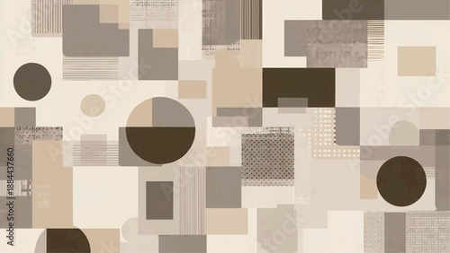 Geometric shapes overlap and intersect in a complex abstract composition