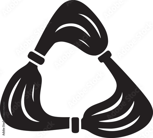 Abstract cleaning symbol shaped like a rotating triangle made from mop strokes in bold vector style