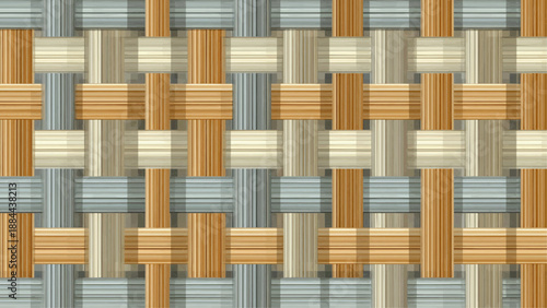 A close-up view of a woven fabric with orange, gray, and beige threads.