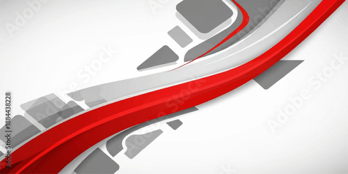 Abstract background with red lines featuring a fast luxury yacht and jet aircraft representing speed and global travel transportation