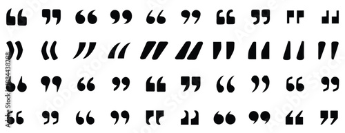 Set of quote mark icons set. Speech mark. inverted commas symbol isolated on white background. Vector illustration 