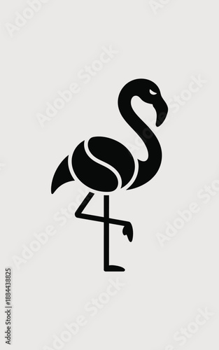 Stylized flamingo silhouette isolated on white background, Vector, illustration