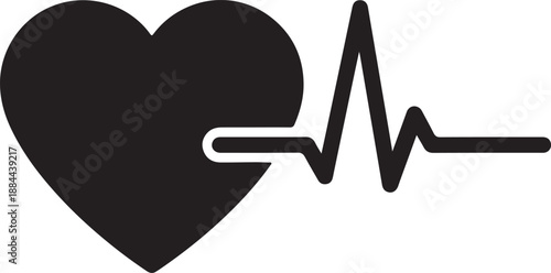 Heart Health Icon with EKG Line Symbol for Medical Concepts