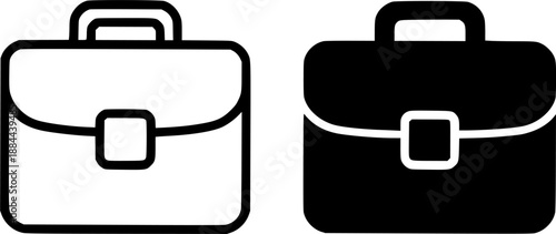 Business icon, briefcase illustration in outline and silhouette style