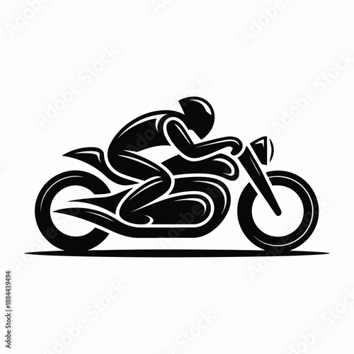 Rider speeding on motorcycle isolated on white background, Vector, illustration