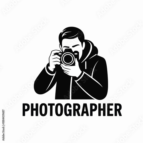 Man taking photograph isolated on white background, Vector, illustration
