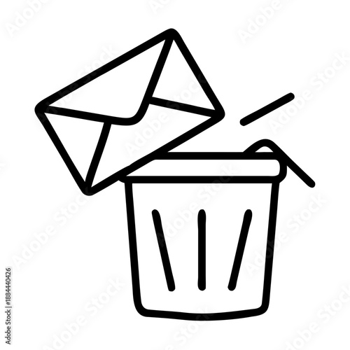 Trash Mail Icon — Delete Email, Spam Message and Inbox Cleanup Symbol
