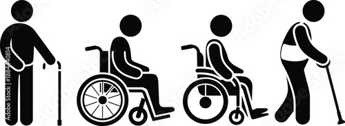 Iconic representation of elderly and disabled individuals using mobility aids