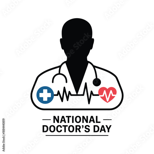 Celebrating national doctor's day isolated on white background, Vector, illustration