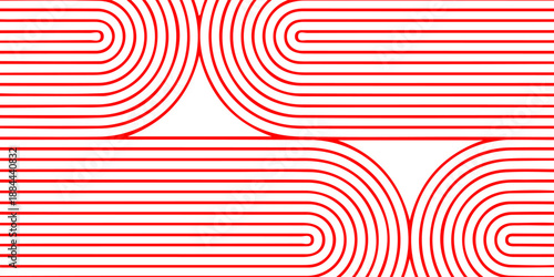 Abstract red geometric line background with bold curved stripe patterns, modern retro style design, strong contrast, suitable for posters, branding,