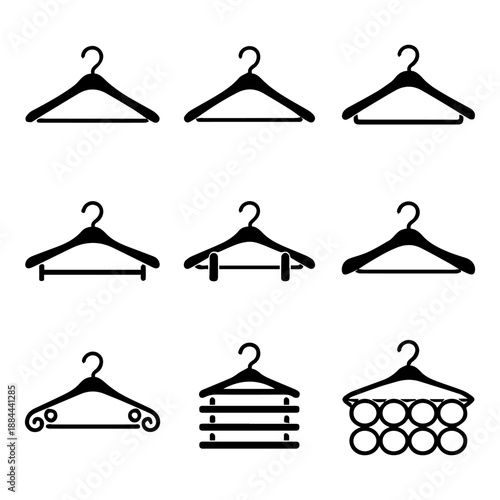 Hangers icon set, vector set of icons on a white background