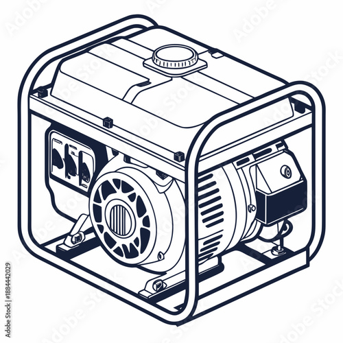 Construction Generator Machine Isolated on White - Power Equipment