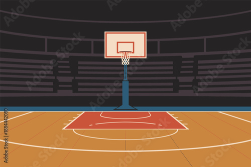 Empty Basketball Court in an Indoor Arena, sports venue concept