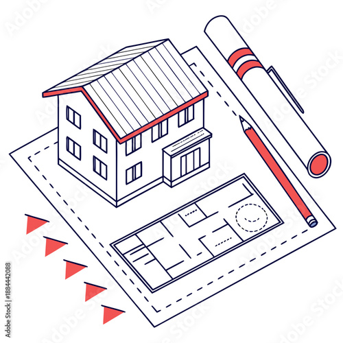 Construction Project Plan Layout - White Background Design
