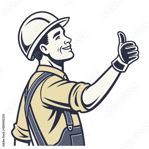 Construction Worker with Safety Gear - Gloves and Helmet