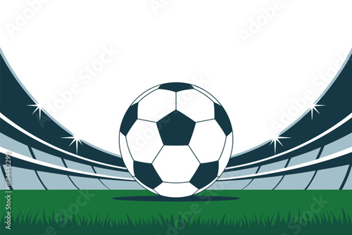 Soccer Ball on Green Pitch in a Grand Stadium, professional sports concept