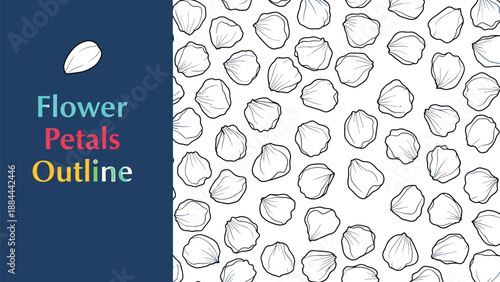 Black outline pattern of simple flower petals 