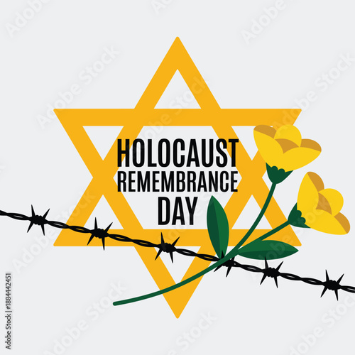 Holocaust remembrance day isolated on white background, Vector, illustration