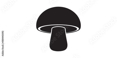 Simple black and white mushroom icon isolated on white background