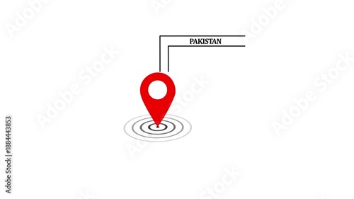 Pakistan location marker animation on transparent background. Pakistan map label with location pin symbol. Pakistan map with destination location concept .4k video