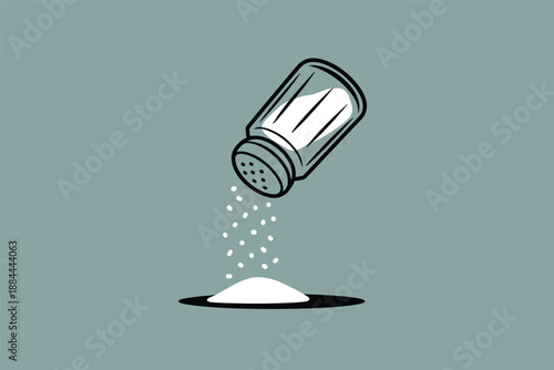 Salt Shaker Pouring Salt, kitchen seasoning concept