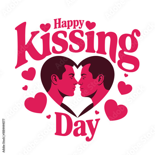 Happy kissing day isolated on white background, Vector, illustration