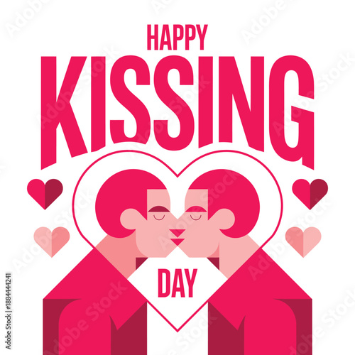 Happy kissing day isolated on white background, Vector, illustration