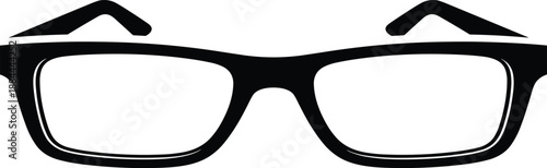 Black eyeglasses frame icon vector illustration isolated on white background for optical shop branding vision correction and modern fashion eyewear accessory
