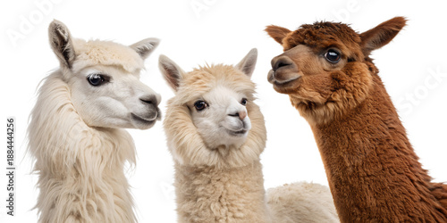 Three alpacas isolated on transparent background