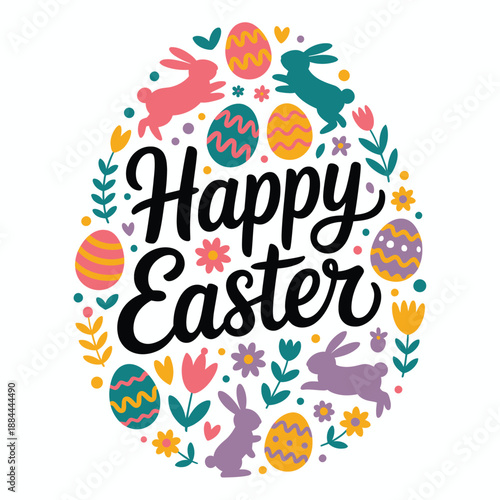 Happy easter celebration isolated on white background, Vector, illustration