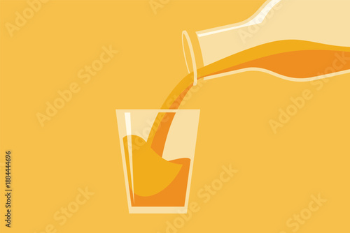 Pouring Fresh Orange Juice into a Glass, fresh drink concept