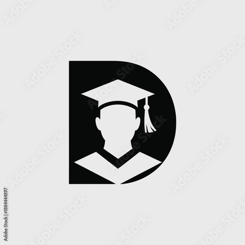 Student in graduation cap isolated on white background, Vector, illustration