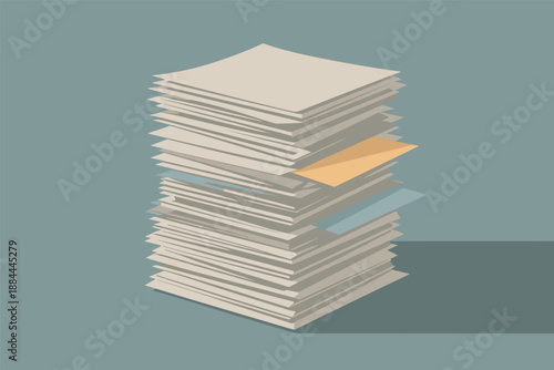 Tall Stack of Documents and Papers, paperwork overload concept