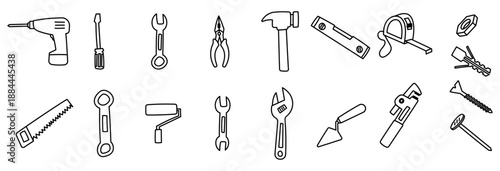 repair tools doodle hand drawing icon bundle cute kids