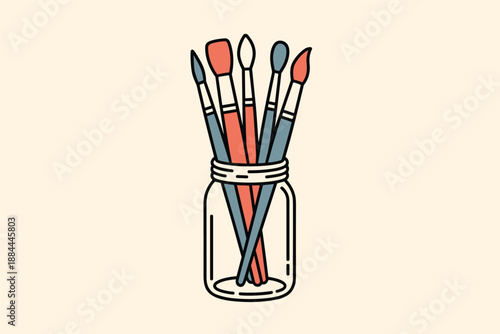 Artist's Paint Brushes in a Glass Jar, creative tools concept