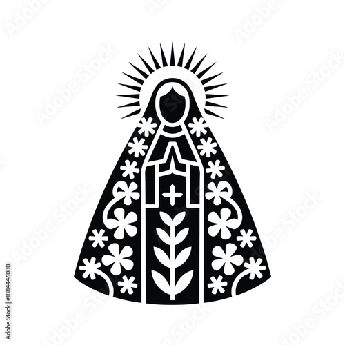 Black and white religious icon isolated on white background, Vector, illustration