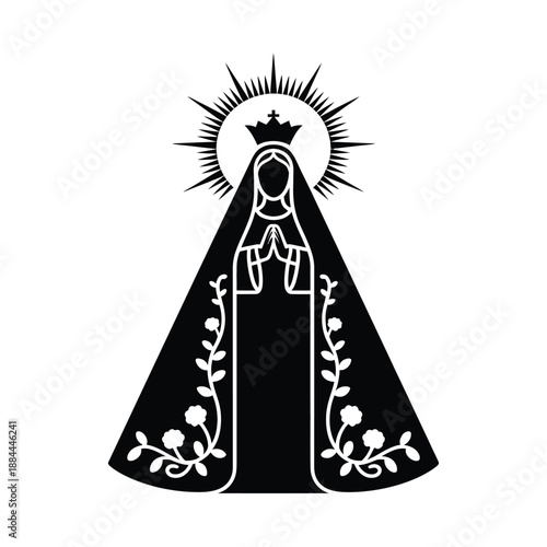 Our lady of fatima silhouette isolated on white background, Vector, illustration